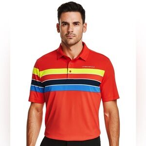 Under Armour orange striped polo shirt men’s large